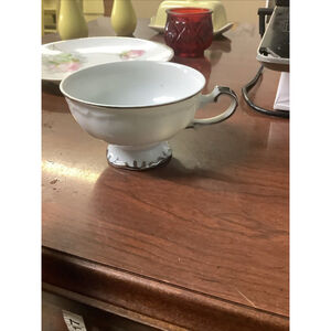 Bristol Nobility Fine China Cup Footed White and Platinum Trim